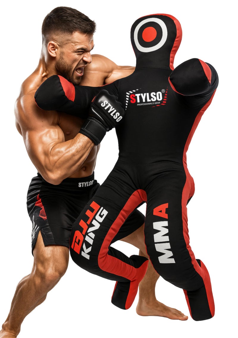 Stylso Un-Filled Grappling Dummy Wrestling Dummy Jiu Jitsu Dummy for BJJ MMA Judo Karate Practice Adult Kids and Youth Training Tackling Dummies - Black, 5ft / 60" - Image 1